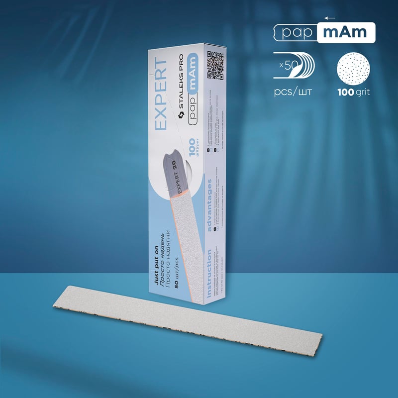 STALEKS EXPERT 20 papmAm Nail files for straight base, 100 grit (50 pcs)