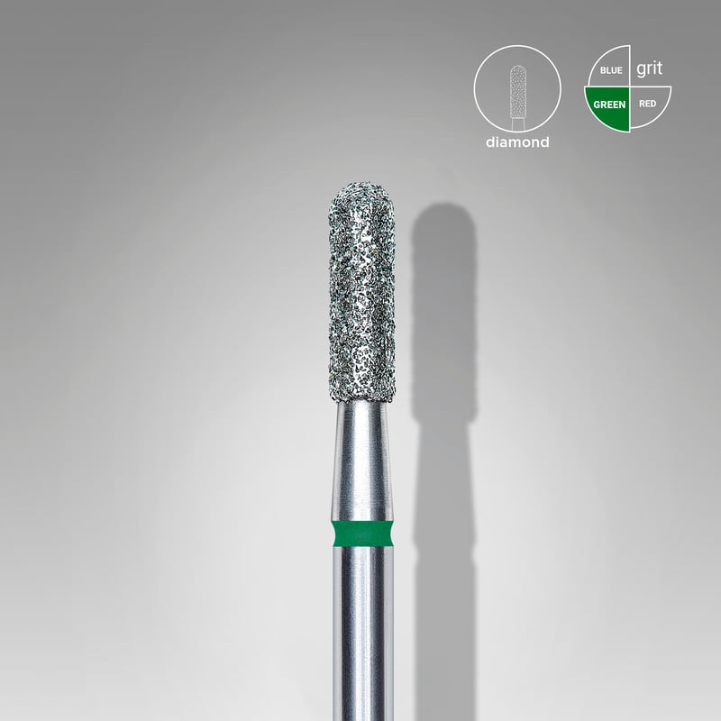 STALEKS EXPERT Fresa de diamante cilindro redondeado verde, diámetro 2,3 mm, parte de trabajo 8 mm