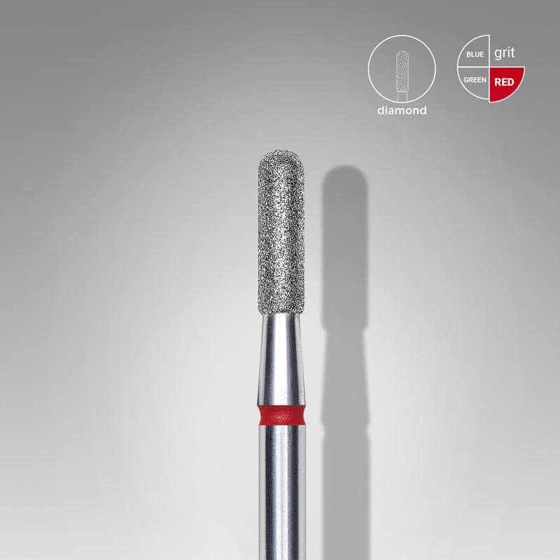 STALEKS EXPERT Diamond nail drill bit rounded cylinder red, head diameter 2,3 mm, working part 8 mm