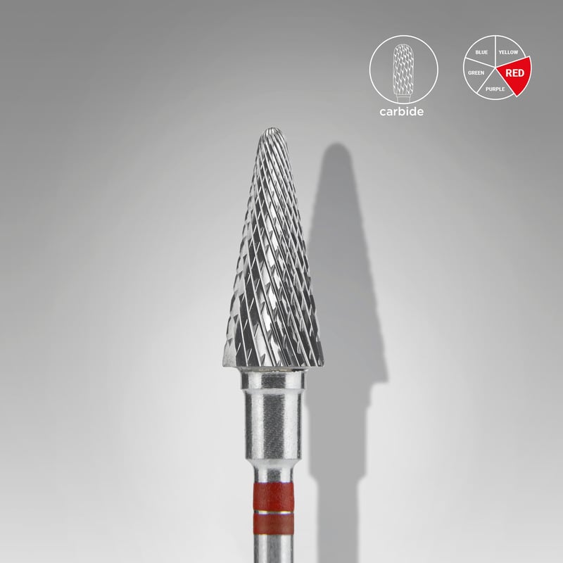 STALEKS EXPERT Fresa de metal duro para zurdos «cono» roja, diámetro 6 mm, parte de trabajo 14 mm