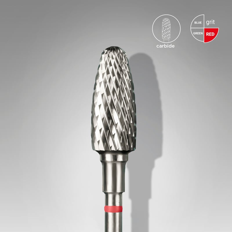 STALEKS EXPERT Carbide nail drill bit corn red, head diameter 6 mm, working part 14 mm