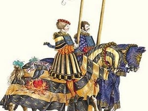 German Knights in Horseback in Procession by H. Burkmair #2 - Art Print