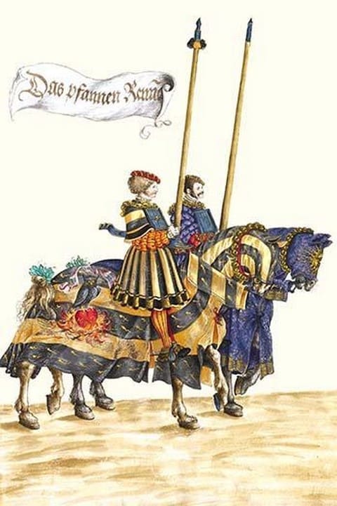 German Knights in Horseback in Procession by H. Burkmair #2 - Art Print