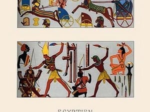 Egyptian Chariots and Weapons by Auguste Racinet - Art Print