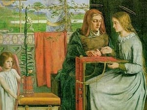 Childhood of the Virgin Mary by Dante Gabriel Rossetti - Art Print