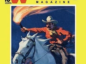 Western Story Magazine: Under Fire - Art Print