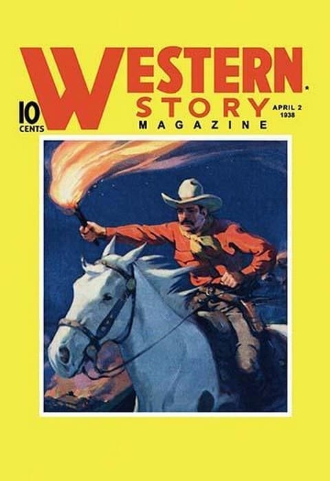 Western Story Magazine: Under Fire - Art Print