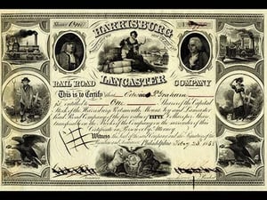 Harrisburg Lancaster Railroad Company Stock - Art Print