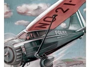 Cop in Single Engine Plane - Art Print