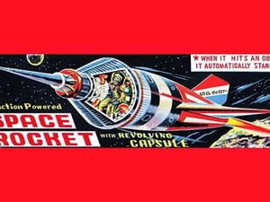 Space Rocket with Revolving Capsule - Art Print