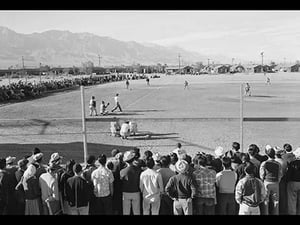 Baseball Game at Manzanar by Ansel Adams - Art Print
