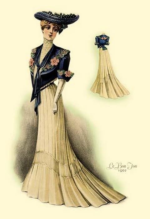 Le Bon Ton: Blue and Tan - Art Print
