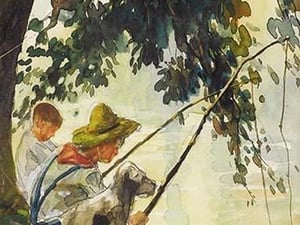 Tom Sawyer Fishing by Howard Pyle - Art Print