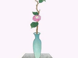 Tsubaki (Camellia Japonica) in a Tsubo by Josiah Conder - Art Print