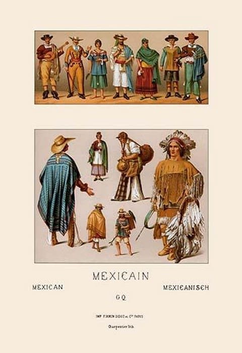 Clothing of Mexico by Auguste Racinet - Art Print