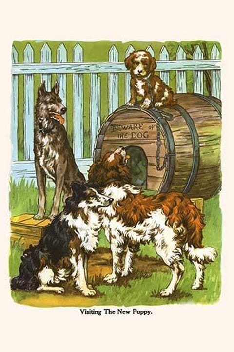 Visiting the New Puppy by Bird & Haumann - Art Print