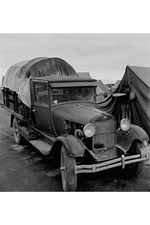Truck Parked by Tent in FSA site by Dorothea Lange - Art Print