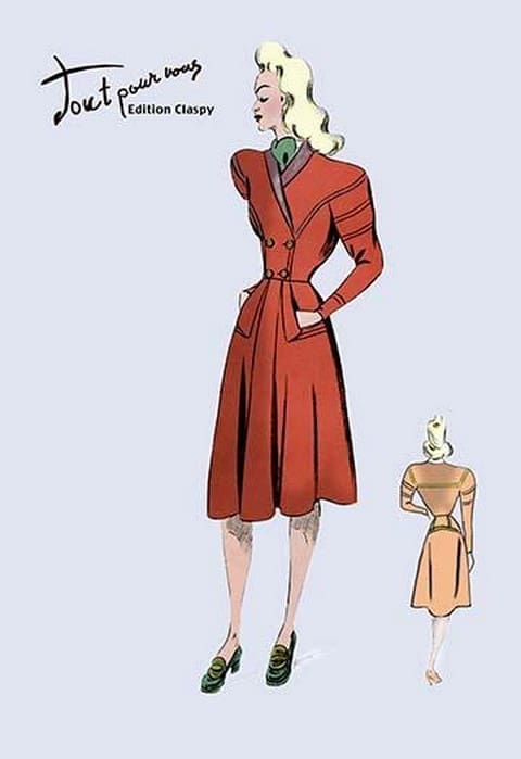 Casual Dress in Autumn Orange - Art Print