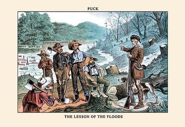 Puck Magazine: The Lesson of the Floods by Bernhard Gillam - Art Print