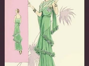 Playful Green Evening Gown by Atelier Bachroitz - Art Print