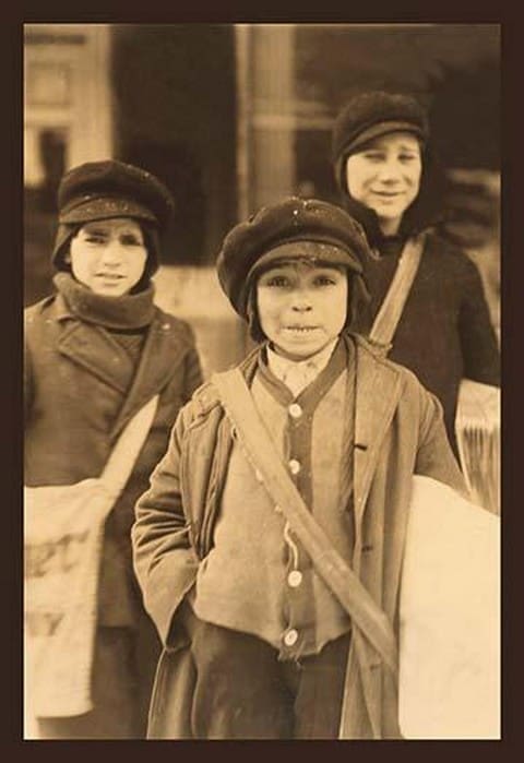 Newsboys by Lewis Wickes Hine - Art Print
