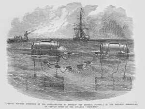 Torpedoes designed by Confederates on the Potomac found by Steamer Resolute by Frank Leslie - Art Print