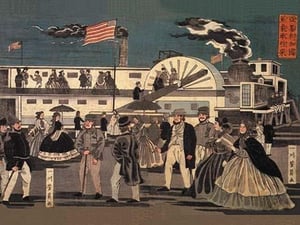 American Steamship in Harbor - Art Print