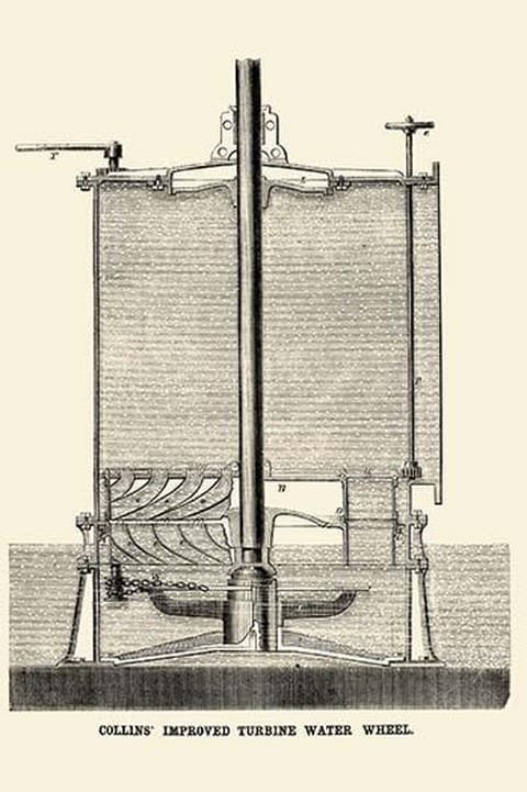 Collin's Improved Turbine Water Wheel - Art Print