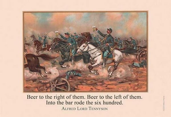 Into the bar rode the 600 - Alfred Lord Tennyson by Wilbur Pierce - Art Print