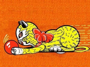 Zooming Cat and Ball - Art Print