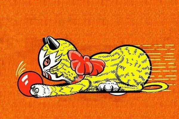 Zooming Cat and Ball - Art Print