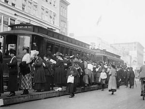 Trolley Cars Packed - Art Print