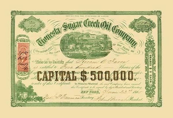 Tionesta Sugar Creek Oil Company - Art Print