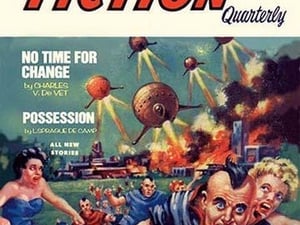 Science Fiction Quarterly: Citizens Flee UFO Attack - Art Print