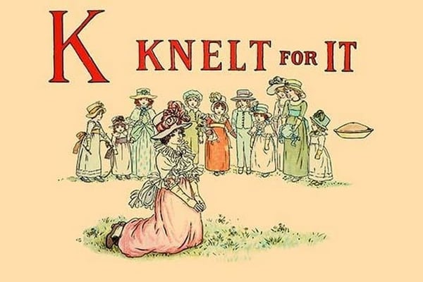 K - Knelt for It by Kate Greenaway - Art Print