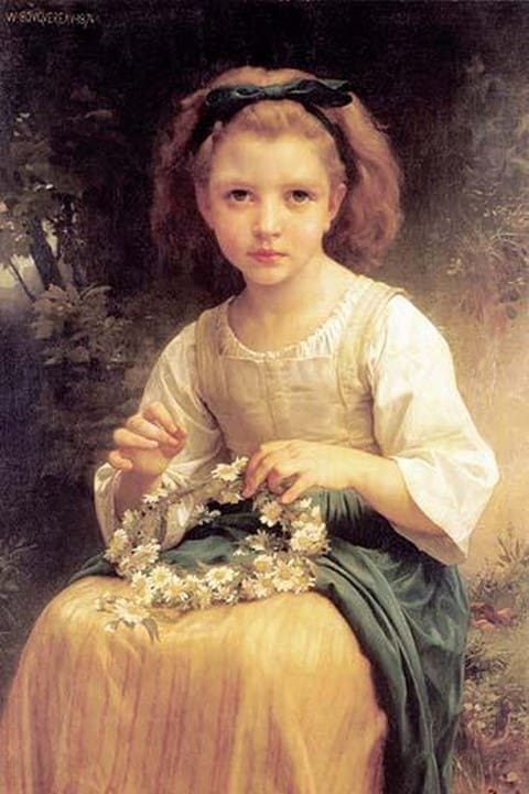 Child Braiding A Crown by William Bouguereau - Art Print