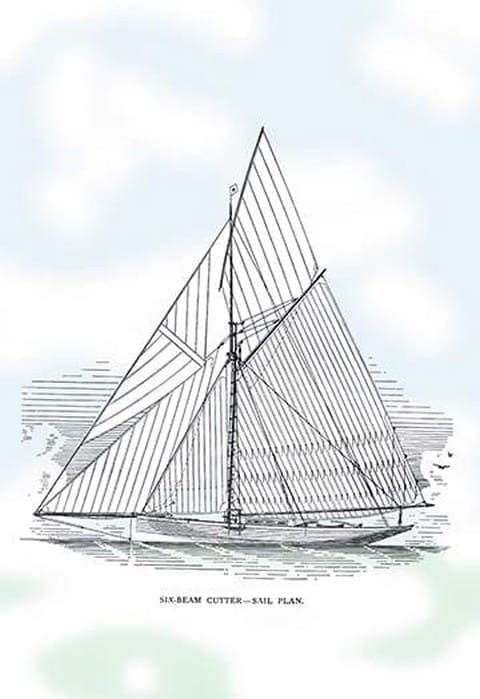 Six-Beam Cutter Sail Plan by Charles P. Kunhardt - Art Print