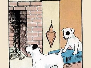 Snip and Snap By the Fireplace by Julia Dyar Hardy - Art Print