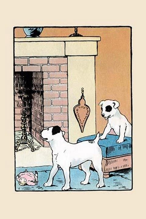 Snip and Snap By the Fireplace by Julia Dyar Hardy - Art Print