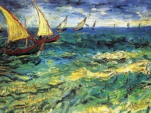 Seascape with Sailboats by Vincent van Gogh - Art Print