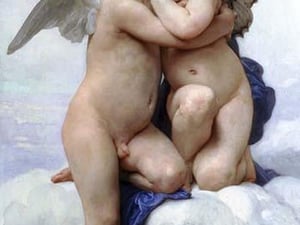 First Kiss by William Bouguereau - Art Print