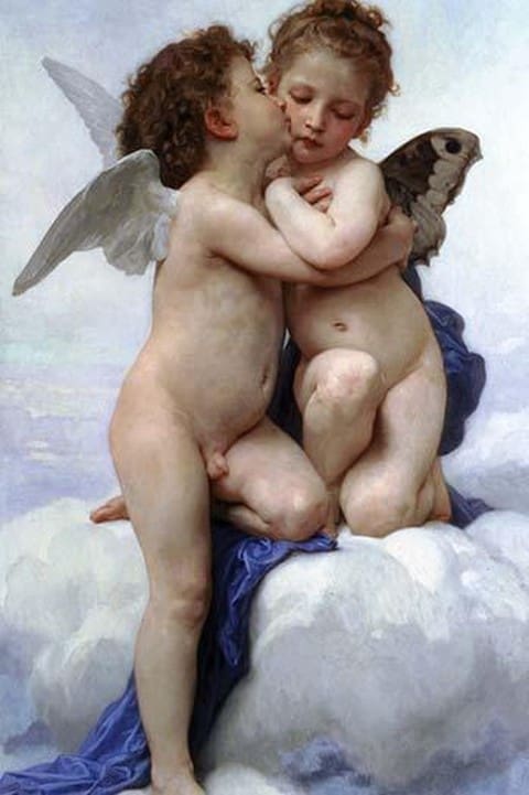 First Kiss by William Bouguereau - Art Print