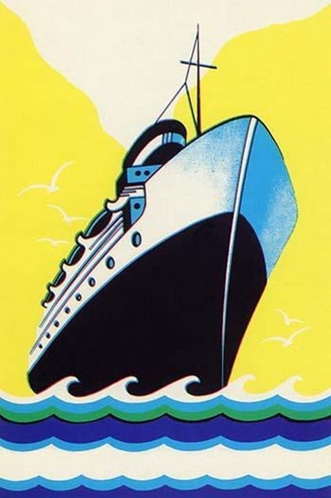 Steamship Cruise liner Boom Label - Art Print