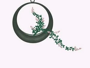 Hagi (Bush Clover) in a suspended moon-shaped Bronze vase by Josiah Conder #2 - Art Print