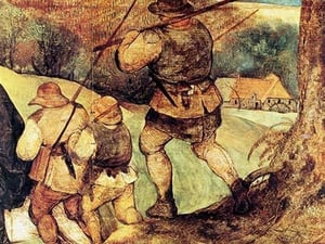 Reentry of Herds in Autumn - Detail by Pieter the Elder Brueghel #3 - Art Print