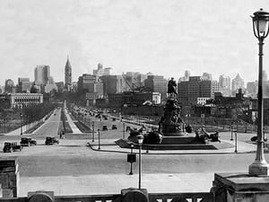 View of Philadelphia From Art Museum Steps by FREE LIBRARY OF PHILADELPHIA - Art Print