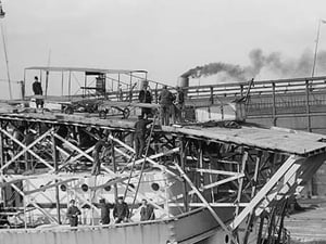 Deck of the Pennsylvania showing a Curtis Biplane - Art Print