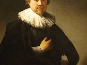 Portrait of a Man in a Lace Ruff probably of the Berestyn Family by Rembrandt Van Rijn - Art Print