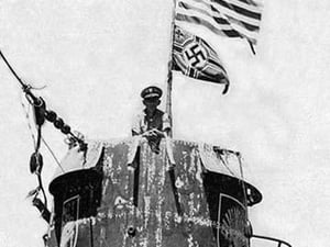Old Glory Flies over the U-505 - Art Print