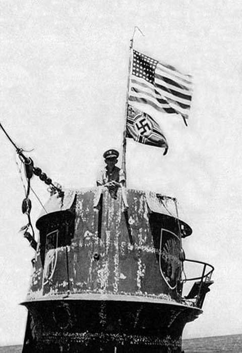 Old Glory Flies over the U-505 - Art Print